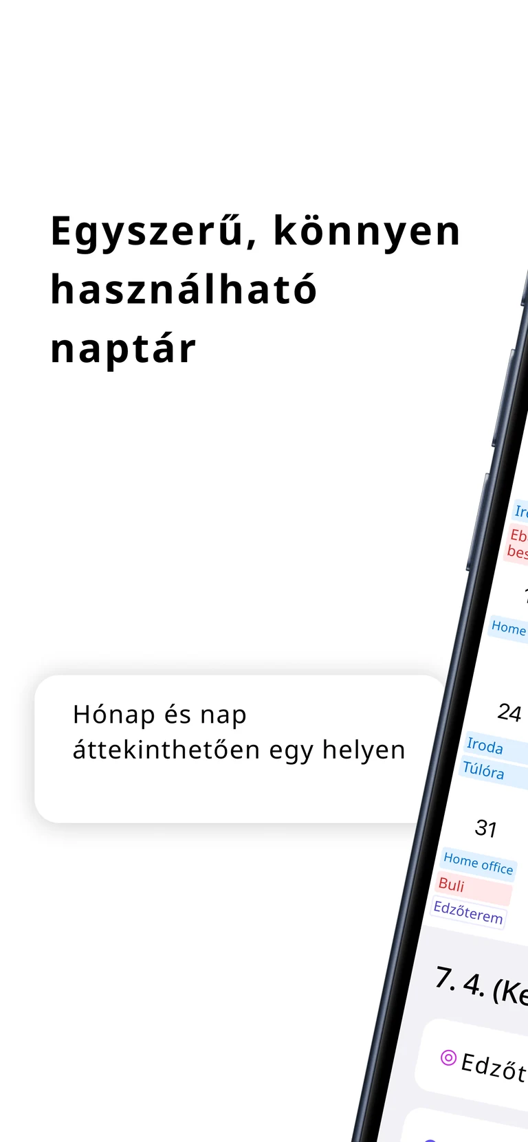 Havi nézet képernyője