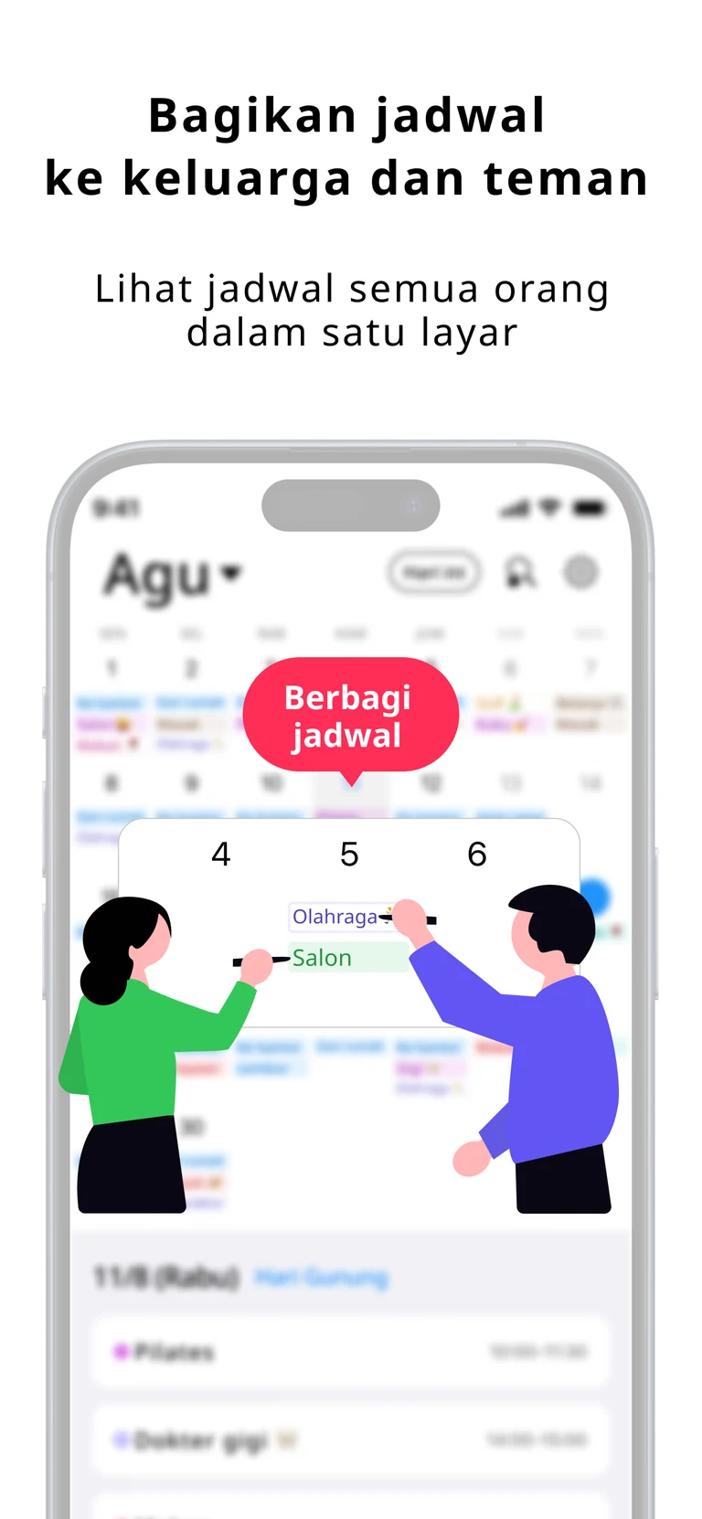 Layar berbagi jadwal