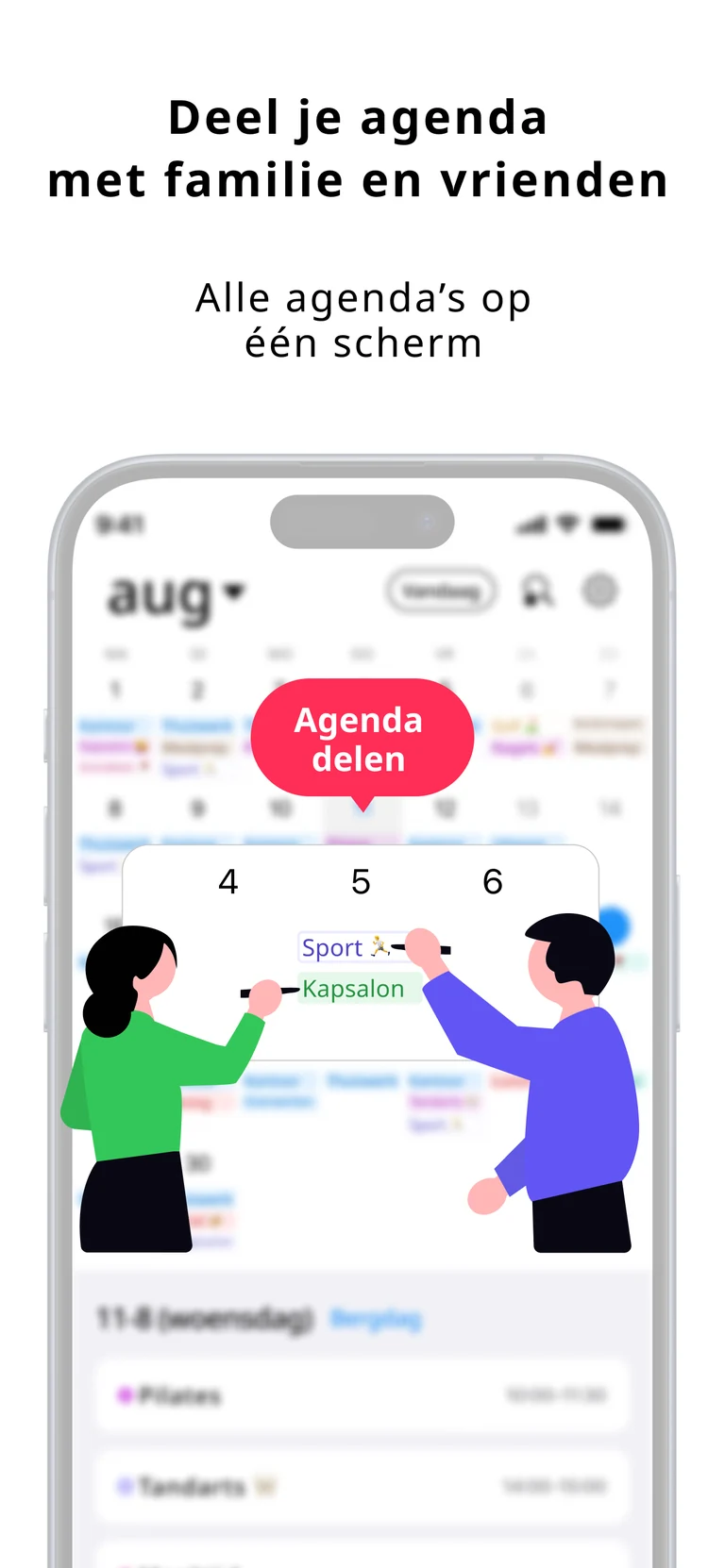Scherm voor het delen van afspraken